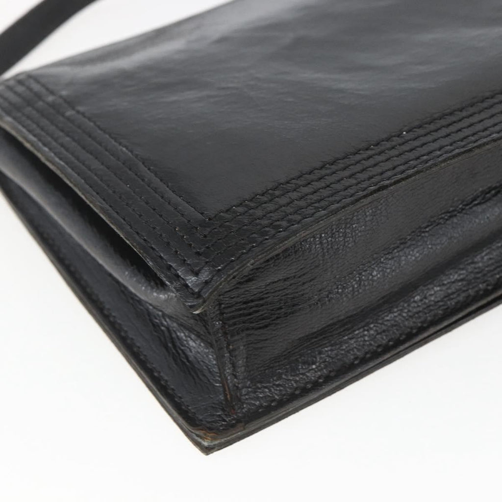 Saint Laurent Vintage Shoulder Bag Leather Black Leather Shoulder Bag Bag (Pre-Owned)