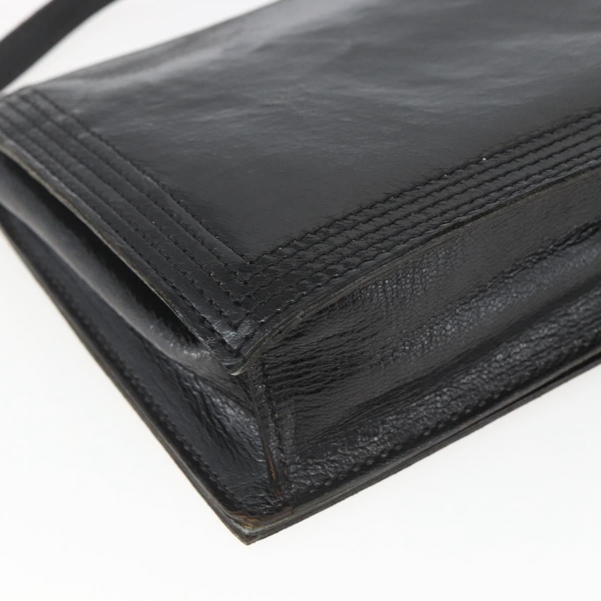 Saint Laurent Vintage Shoulder Bag Leather Black Leather Shoulder Bag Bag (Pre-Owned)