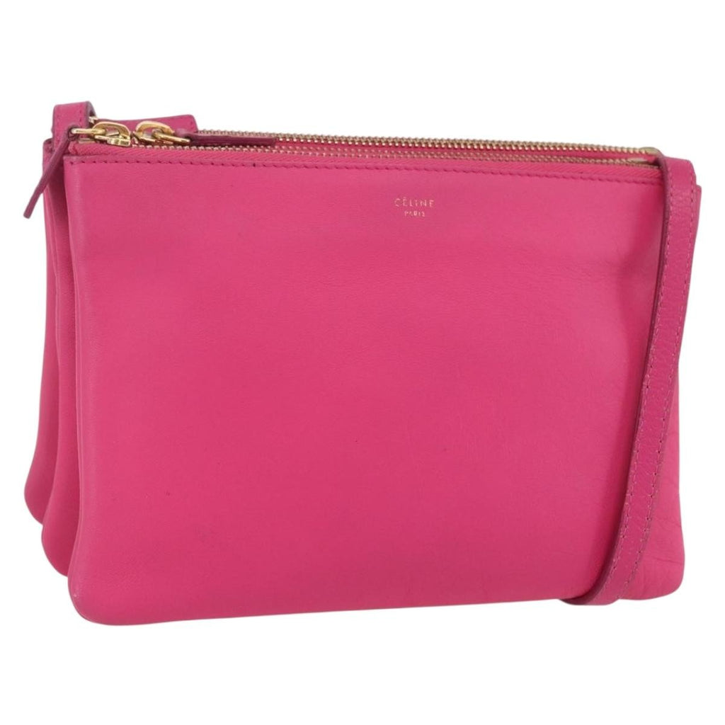 Celine Trio Crossbody Bag Leather Pink Leather Shoulder Bag Bag