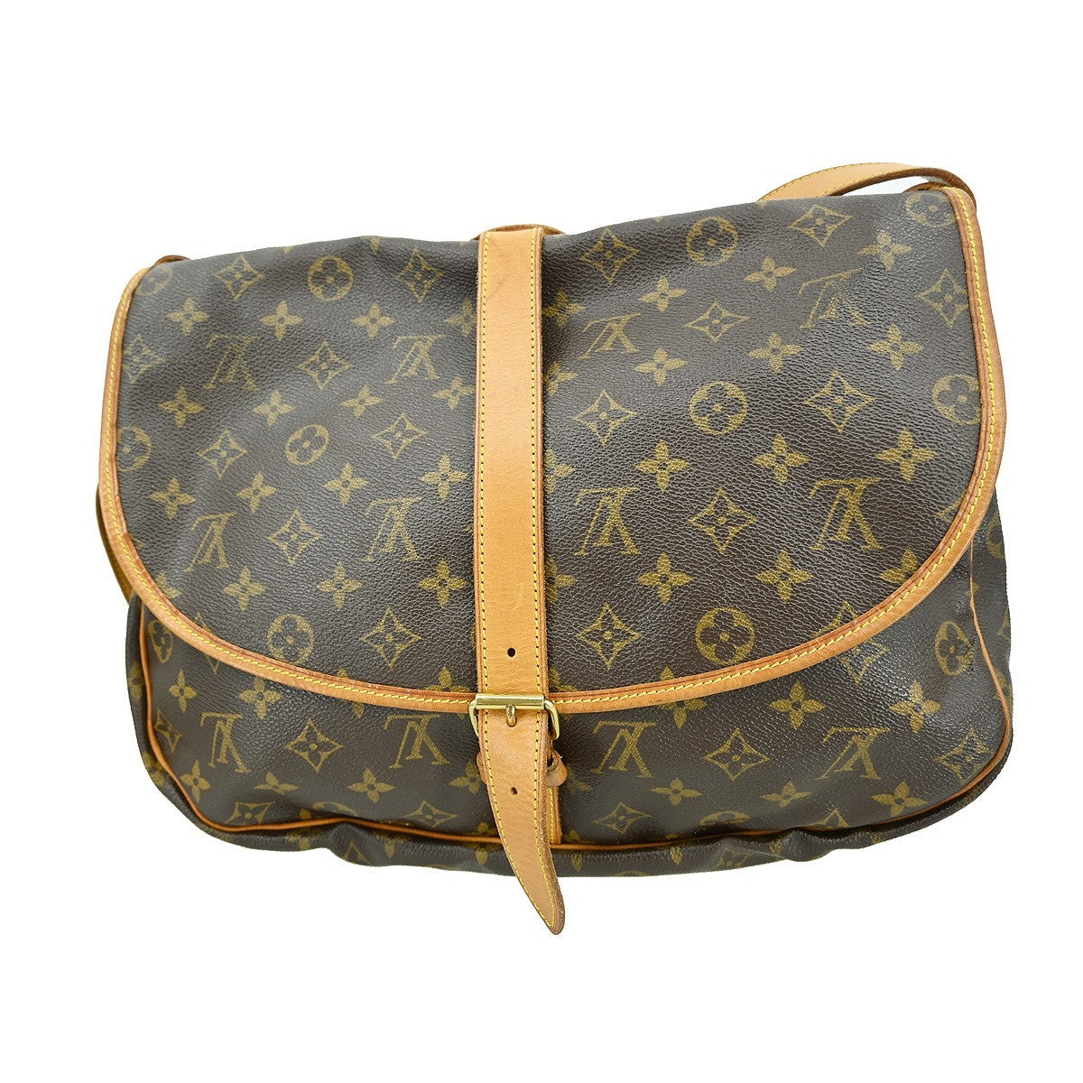 Louis Vuitton Saumur Handbag Monogram Canvas Brown Canvas Shoulder Bag