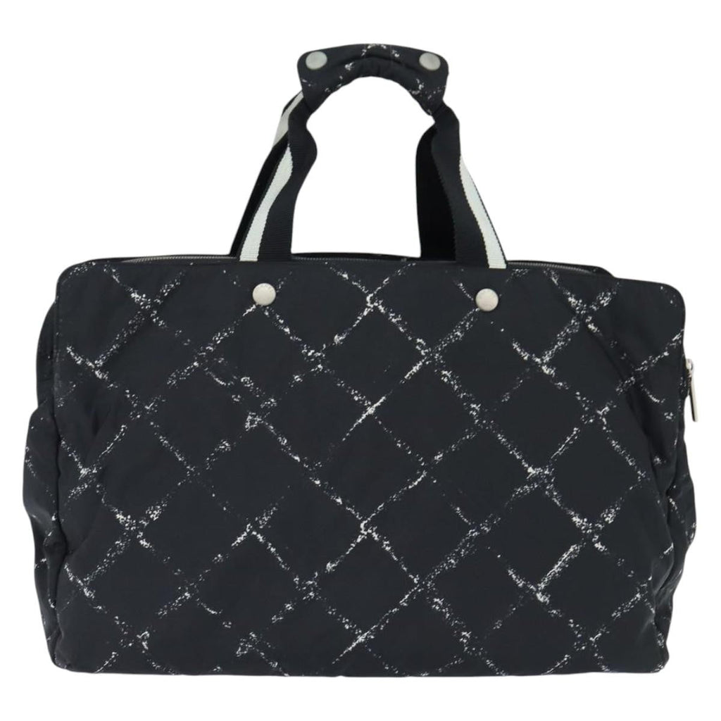 Chanel Travel Line Boston Bag Printed Nylon Black Nylon Travel Bag Bag