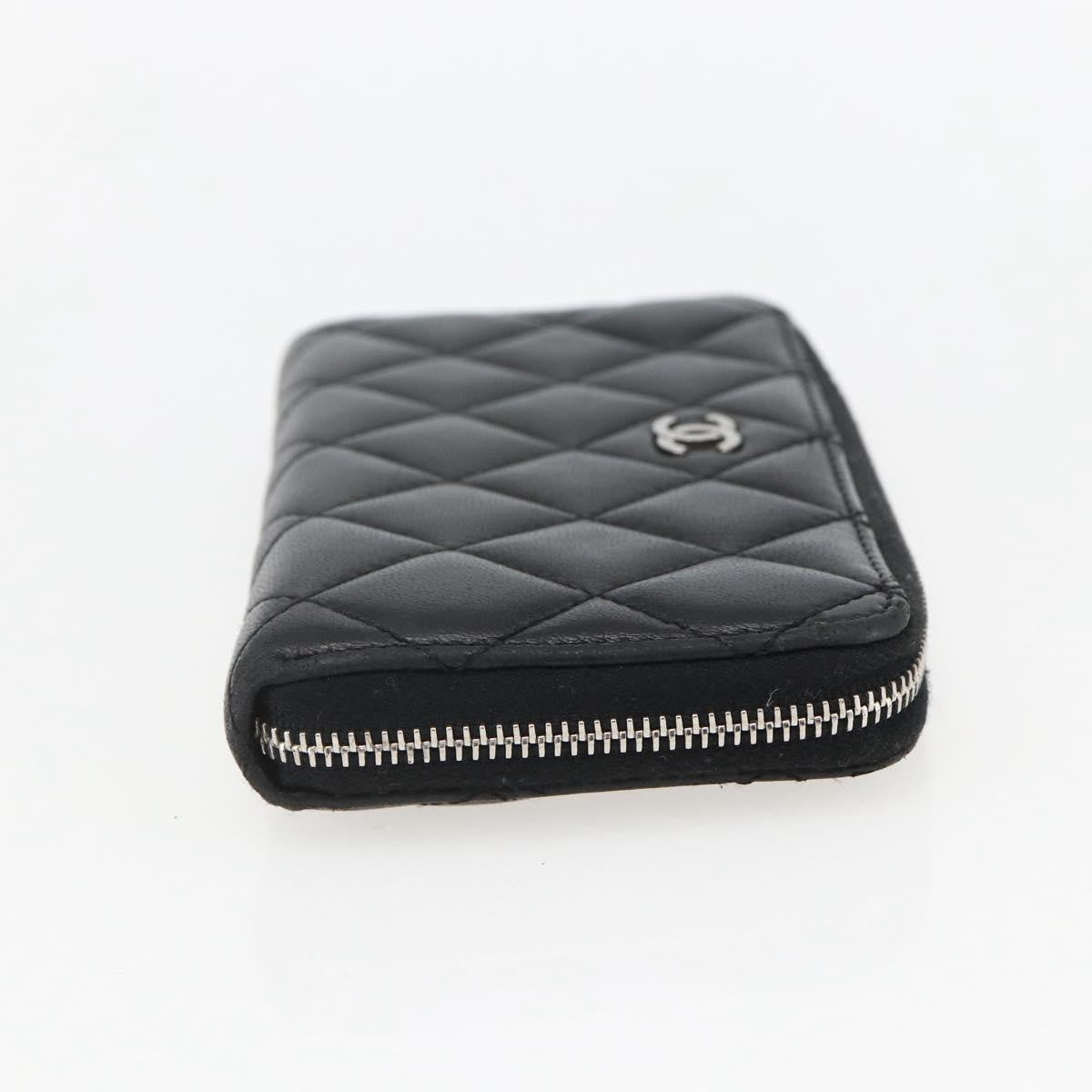 Chanel Zip Around Organizer Wallet Quilted Lambskin Black Leather Wallets Accessory