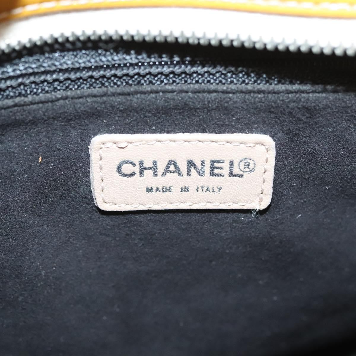 Chanel Chocolate Bar Cc Tote Quilted Patent Yellow Patent_Leather Handbag