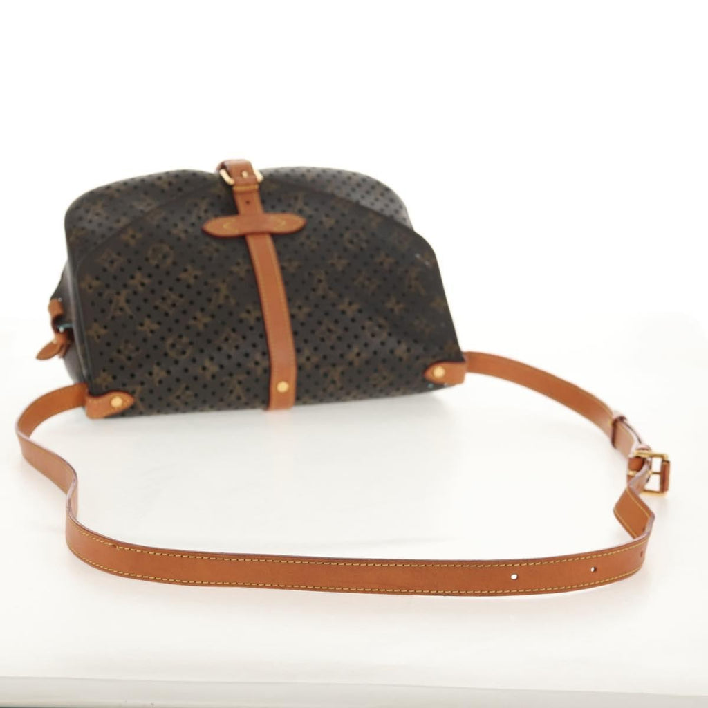 Louis Vuitton Flore Saumur Handbag Perforated Monogram Canvas Brown Canvas Shoulder Bag