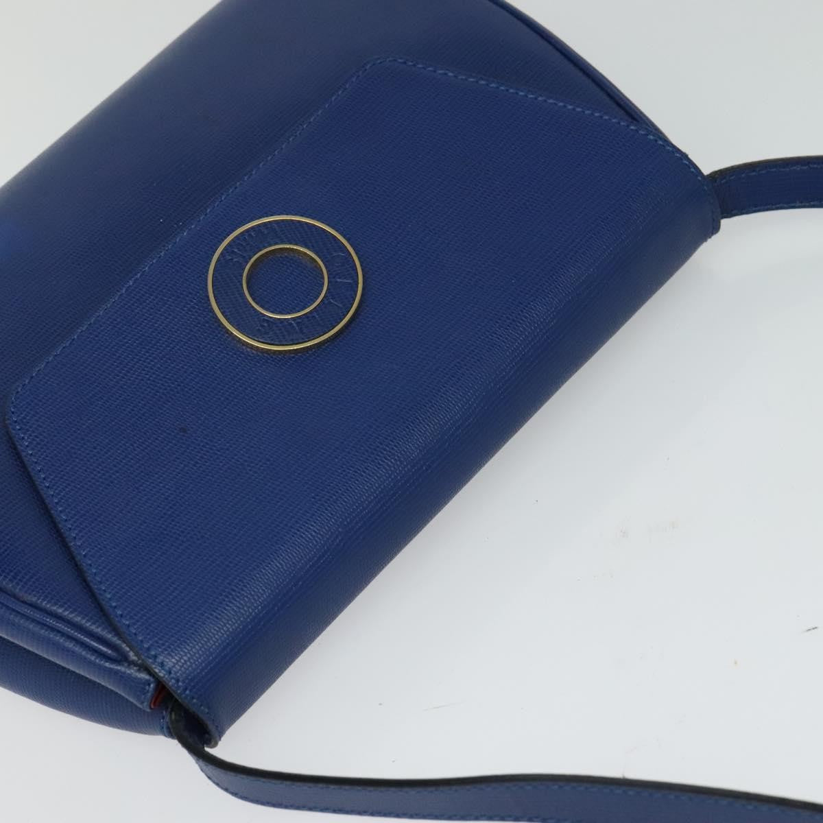 Celine Vintage Circle Logo Crossbody Bag Leather Blue Leather Shoulder Bag Bag