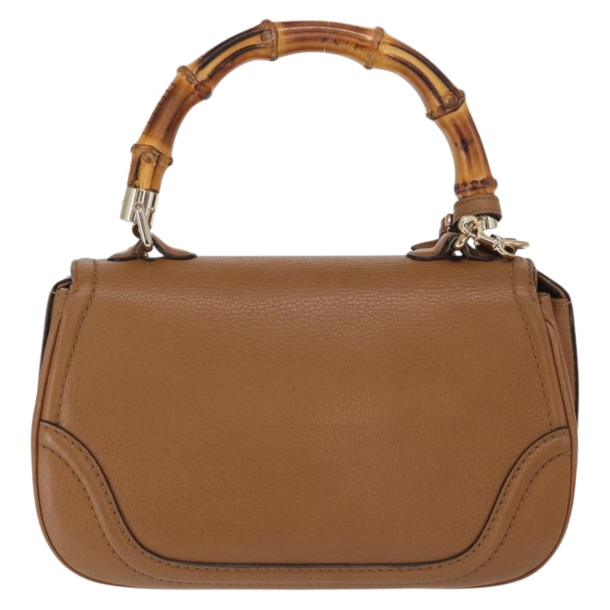 Gucci New Bamboo 1921 Top Handle Bag Leather Brown Leather Handbag (Pre-Owned)