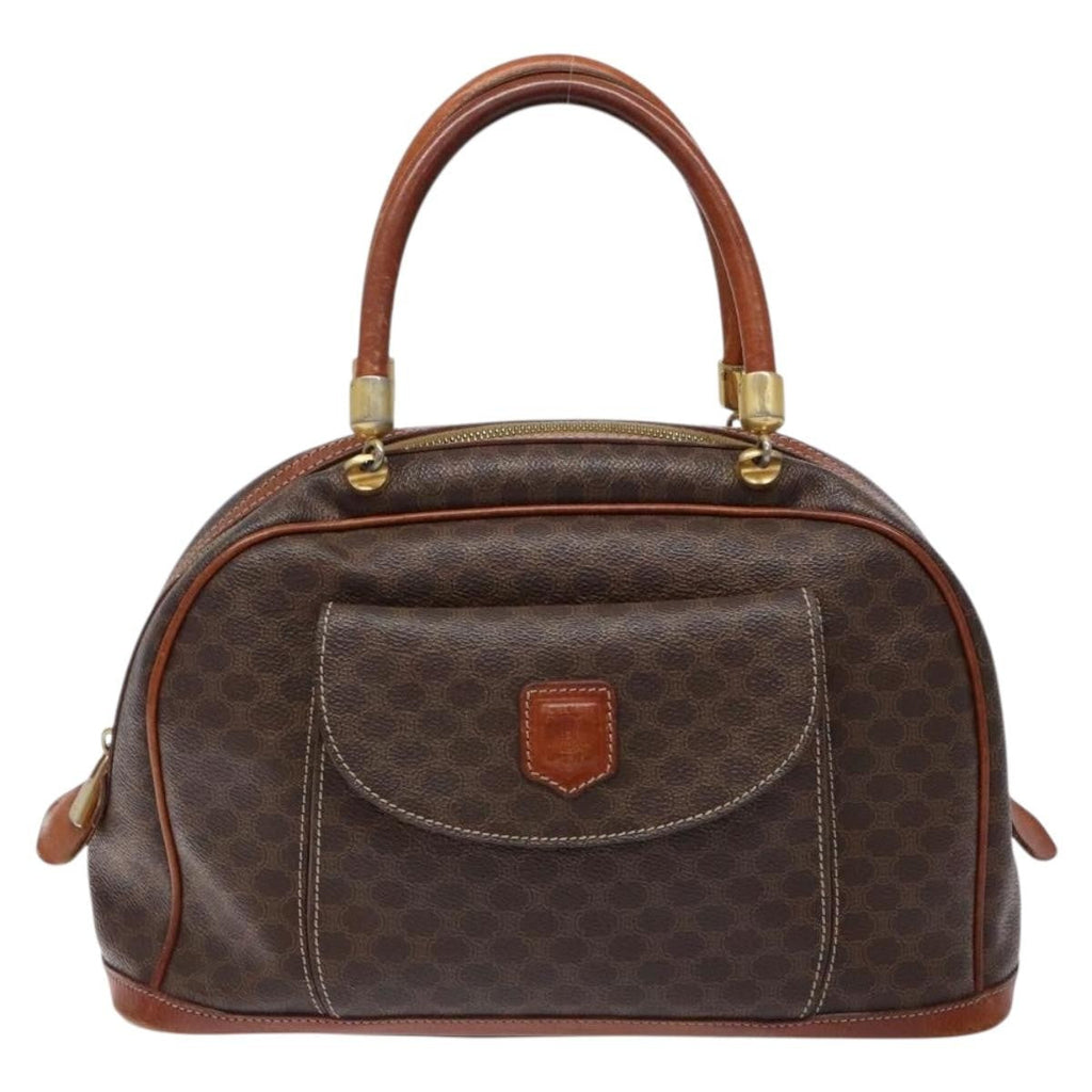 Celine Macadam Handbag Macadam With Leather Brown Canvas Handbag