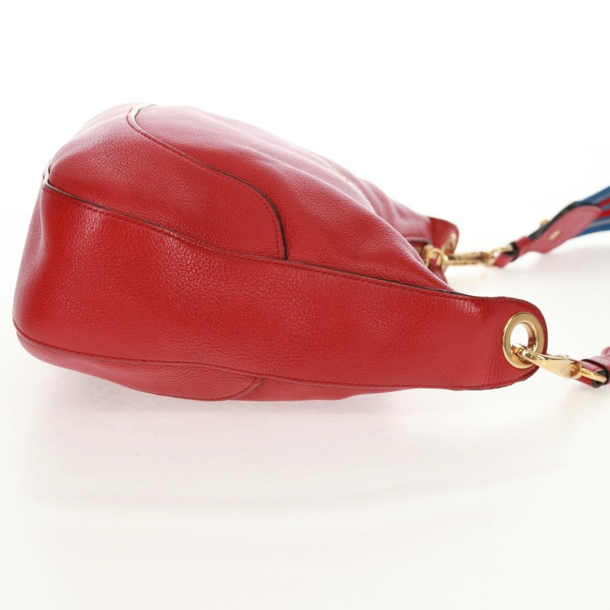 Prada Striped Strap Zip Hobo Vitello Daino Red Leather Shoulder Bag Bag