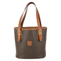 Celine Vintage Macadam Tote Bag Canvas And Leather Brown Canvas Handbag