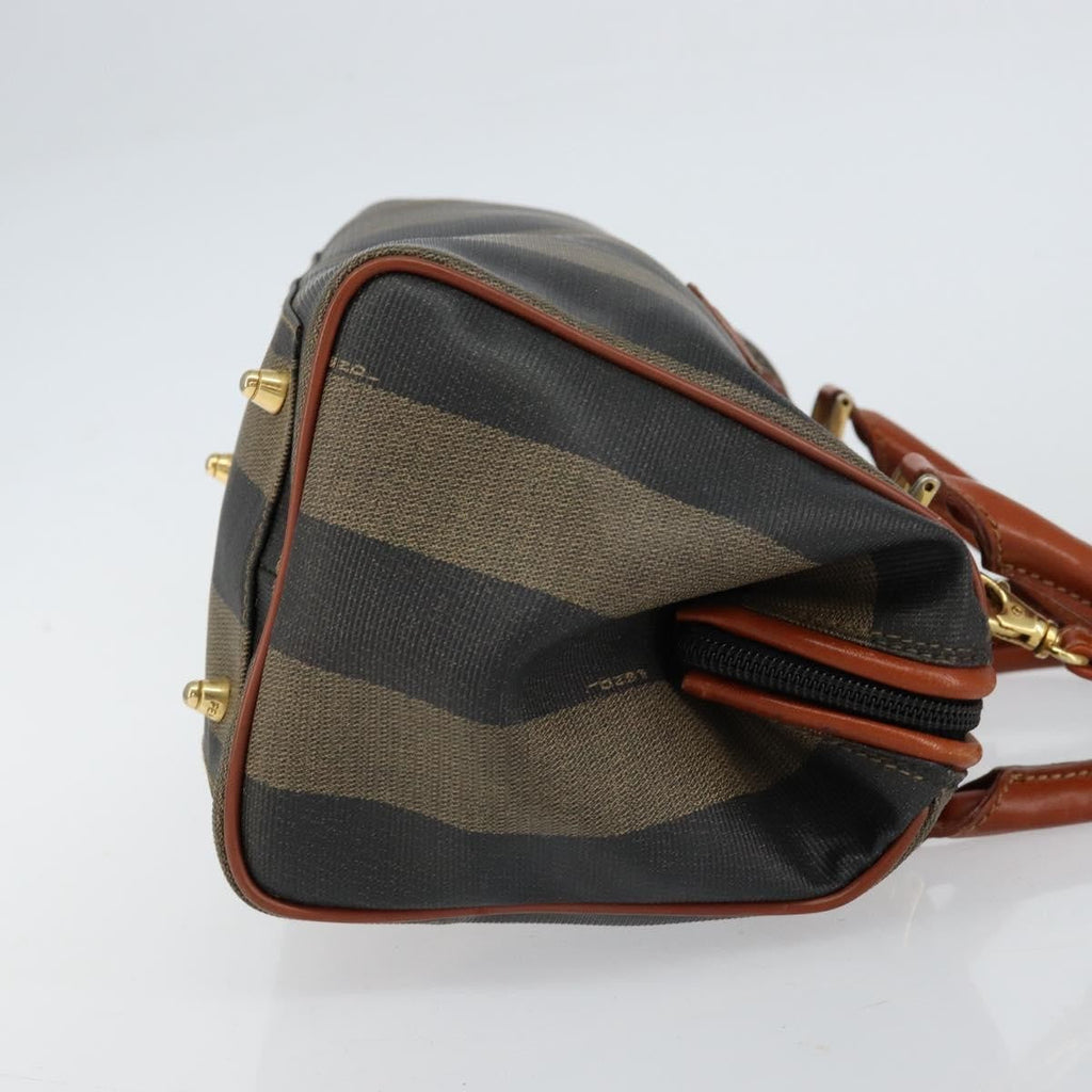 Fendi Vintage Pequin Convertible Boston Bag Coated Canvas Black Canvas Handbag