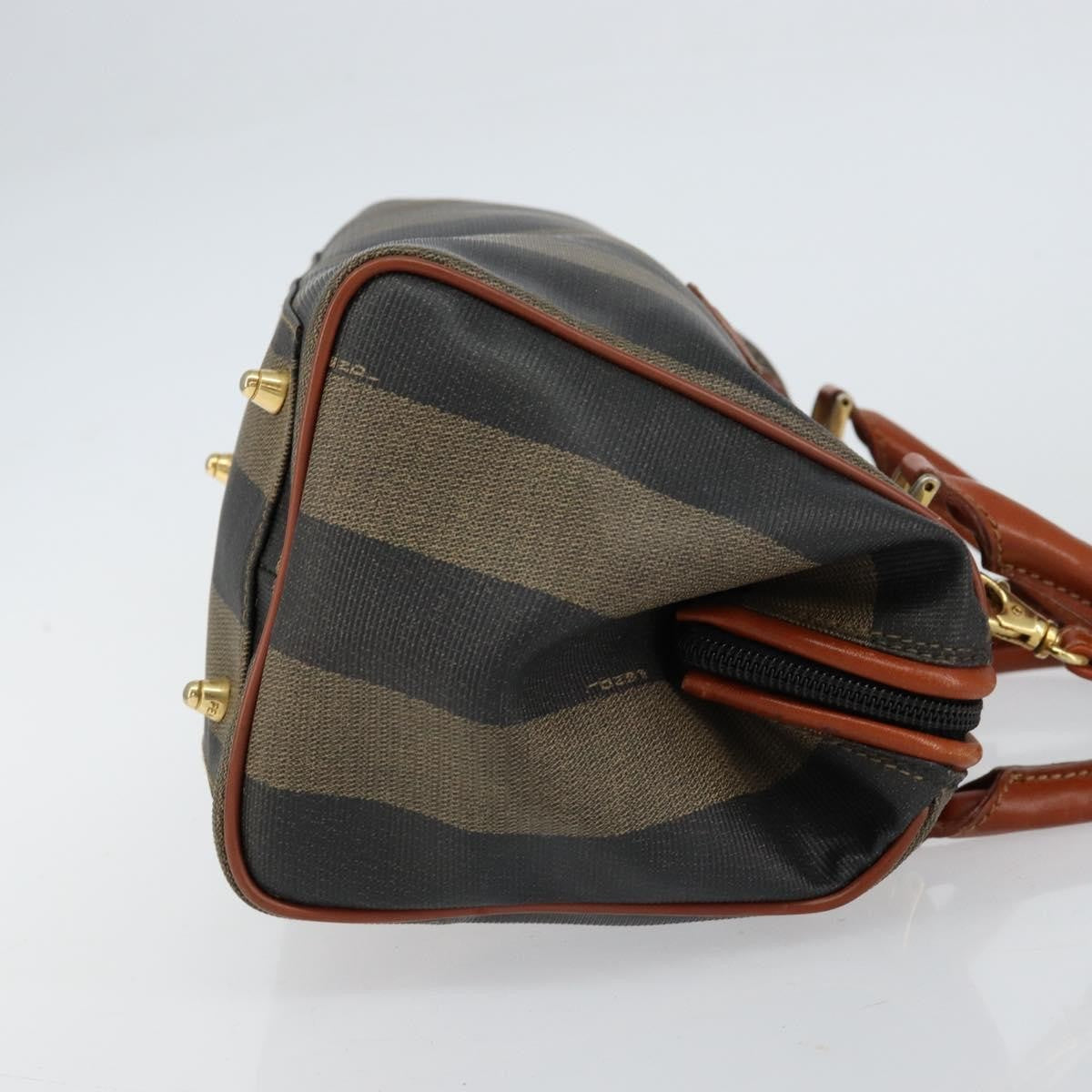 Fendi Vintage Pequin Convertible Boston Bag Coated Canvas Black Canvas Handbag