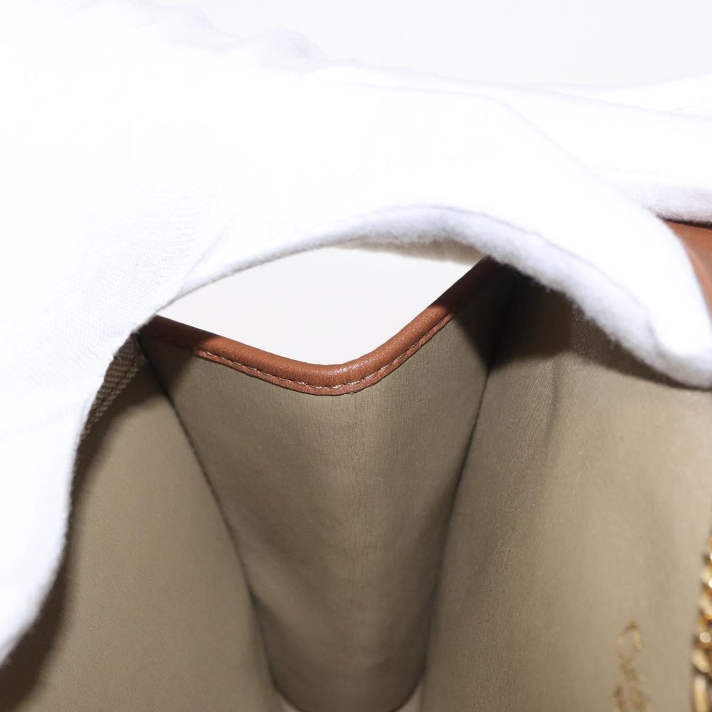 Christian Dior Vintage Honeycomb Chain Canvas Beige Canvas Shoulder Bag Bag (Pre-Owned)