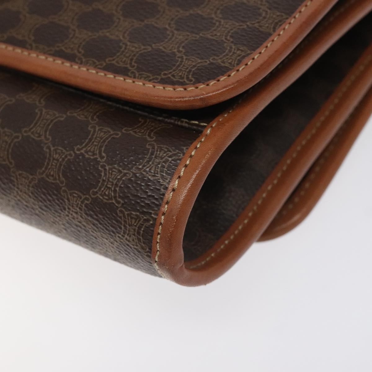 Celine Vintage Macadam Shoulder Bag Canvas And Leather Brown Canvas Shoulder Bag Bag