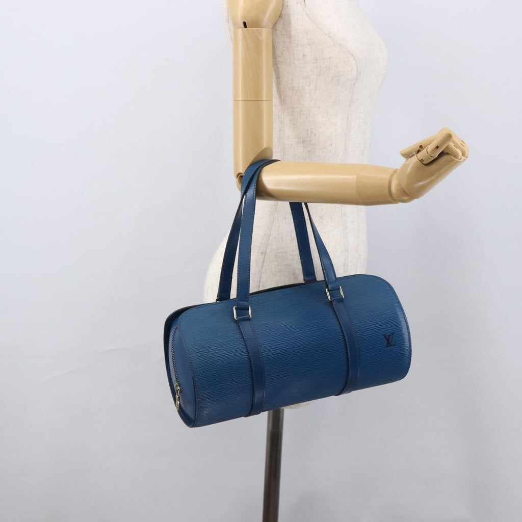 Louis Vuitton Soufflot Handbag Epi Leather Blue Leather Handbag