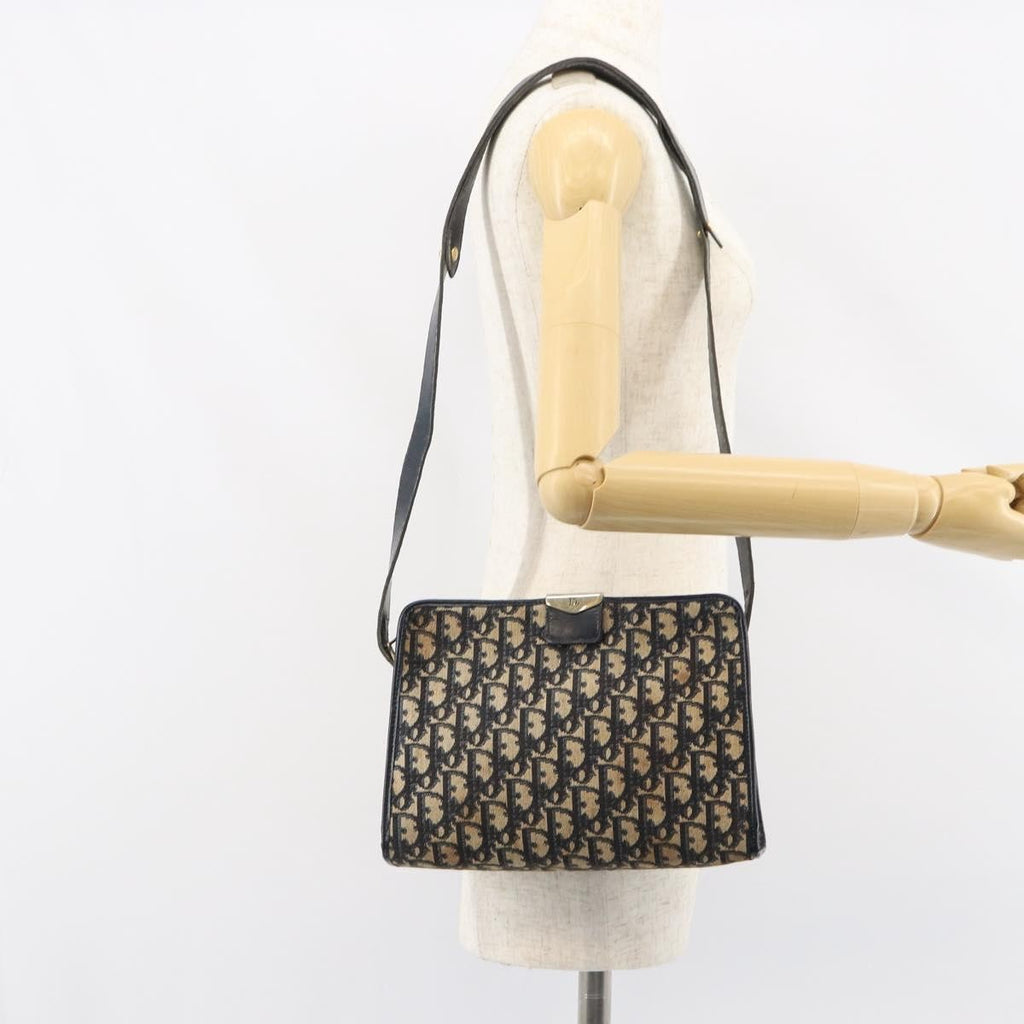 Christian Dior Vintage Trotter Shoulder Bag Canvas Navy Canvas Shoulder Bag Bag (Pre-Owned)