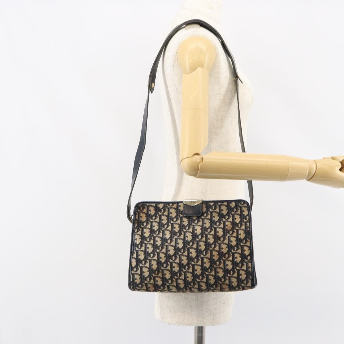 Christian Dior Vintage Trotter Shoulder Bag Canvas Navy Canvas Shoulder Bag Bag (Pre-Owned)
