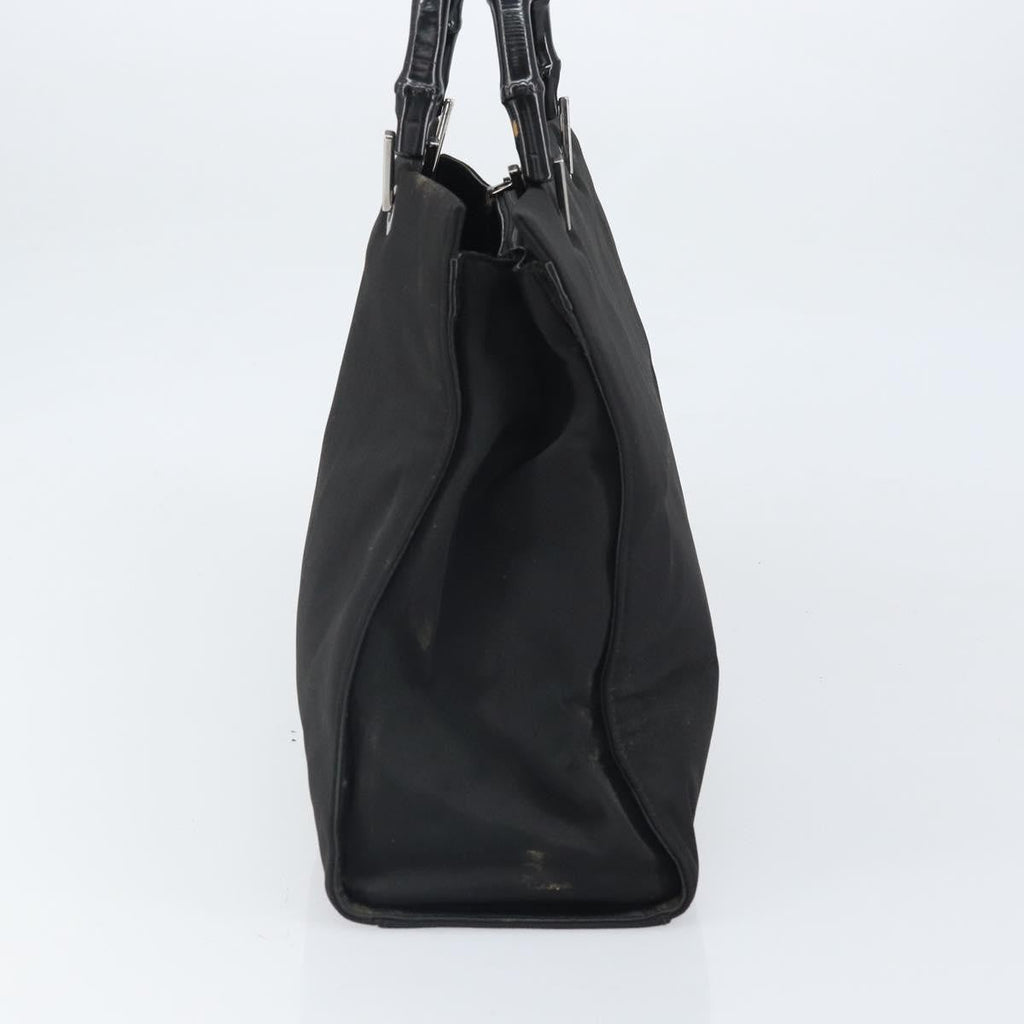 Gucci Bamboo Tote Bag Nylon Black Nylon Tote Bag Bag (Pre-Owned)