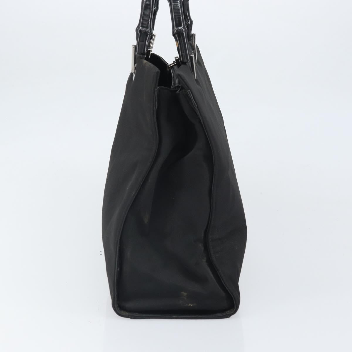 Gucci Bamboo Tote Bag Nylon Black Nylon Tote Bag Bag (Pre-Owned)