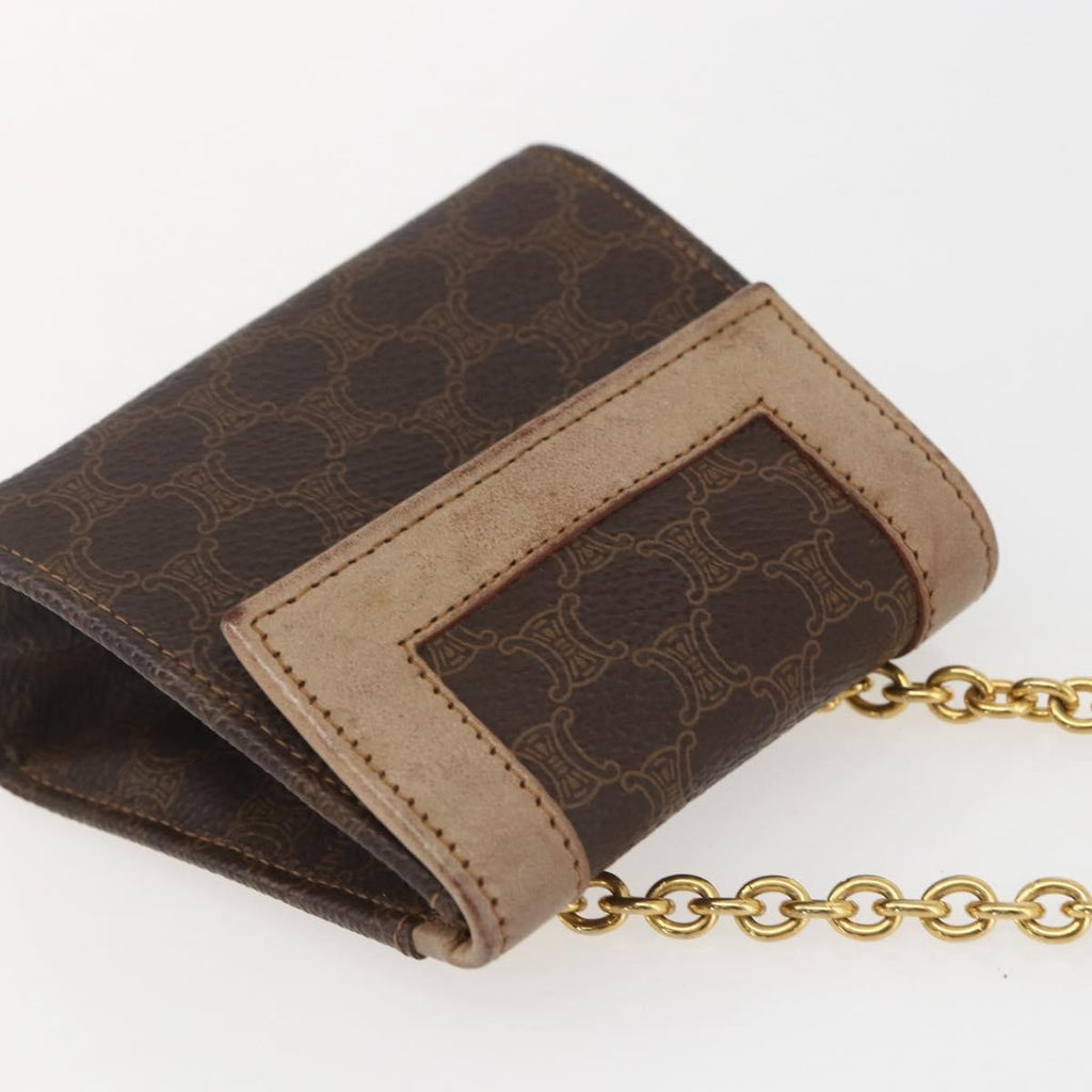 Celine Vintage Macadam Shoulder Bag Canvas And Leather Brown Canvas Shoulder Bag Bag