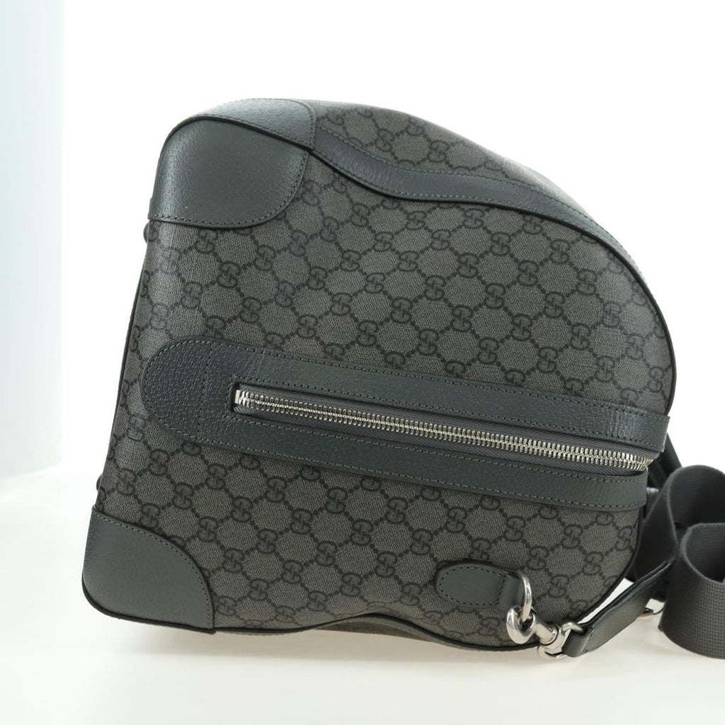 Gucci Web Trim Weekend Duffle Bag Gg Coated Canvas Gray Pvc Handbag (Pre-Owned)