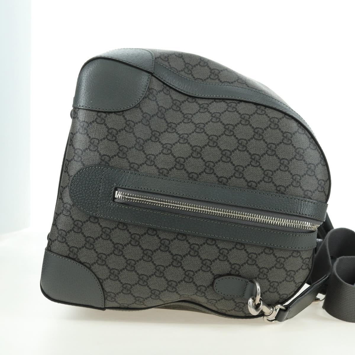 Gucci Web Trim Weekend Duffle Bag Gg Coated Canvas Gray Pvc Handbag (Pre-Owned)