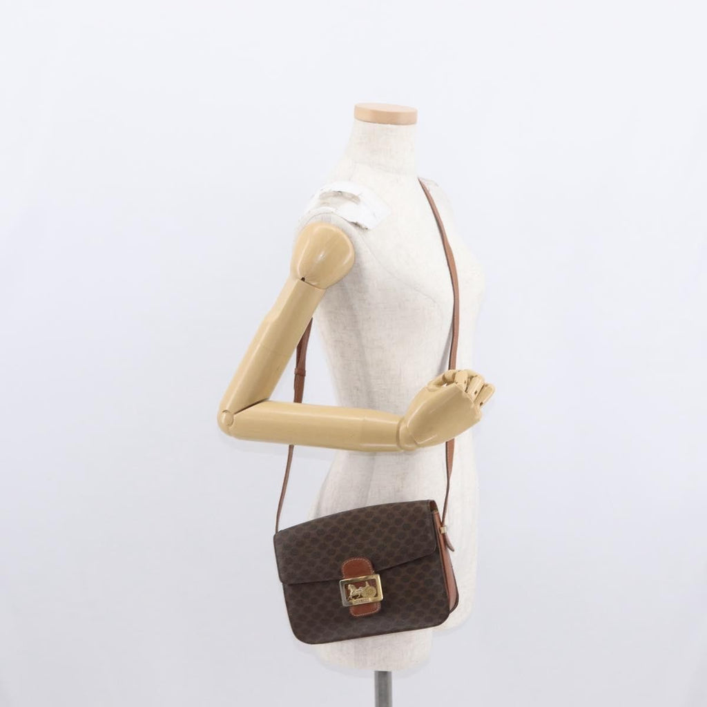 Celine Vintage Horse Carriage Macadam Shoulder Bag Canvas Brown Pvc Shoulder Bag Bag