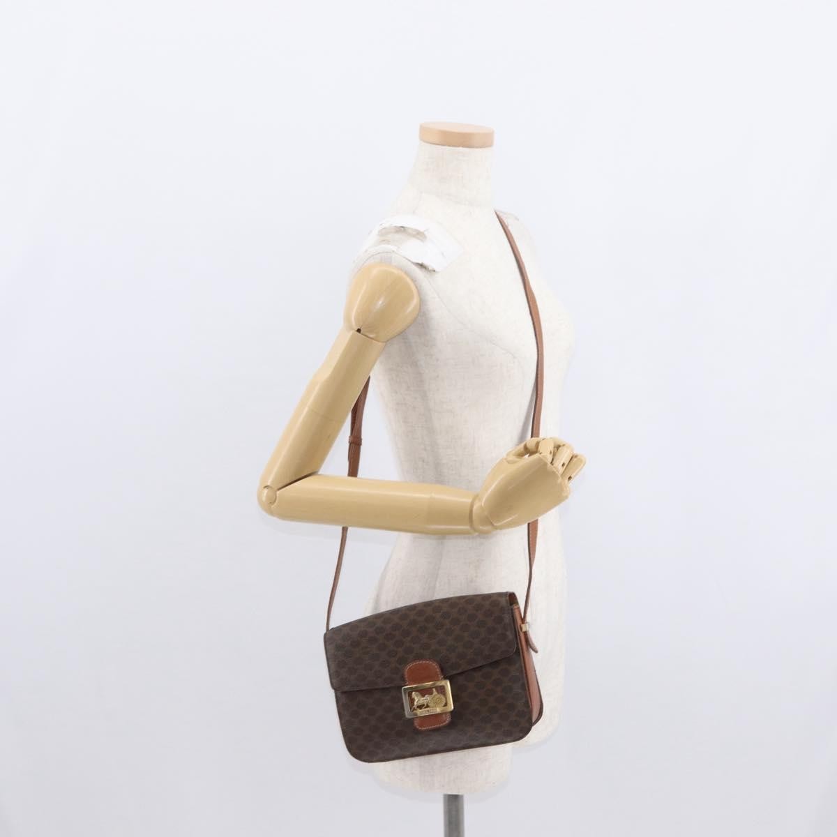 Celine Vintage Horse Carriage Macadam Shoulder Bag Canvas Brown Pvc Shoulder Bag Bag