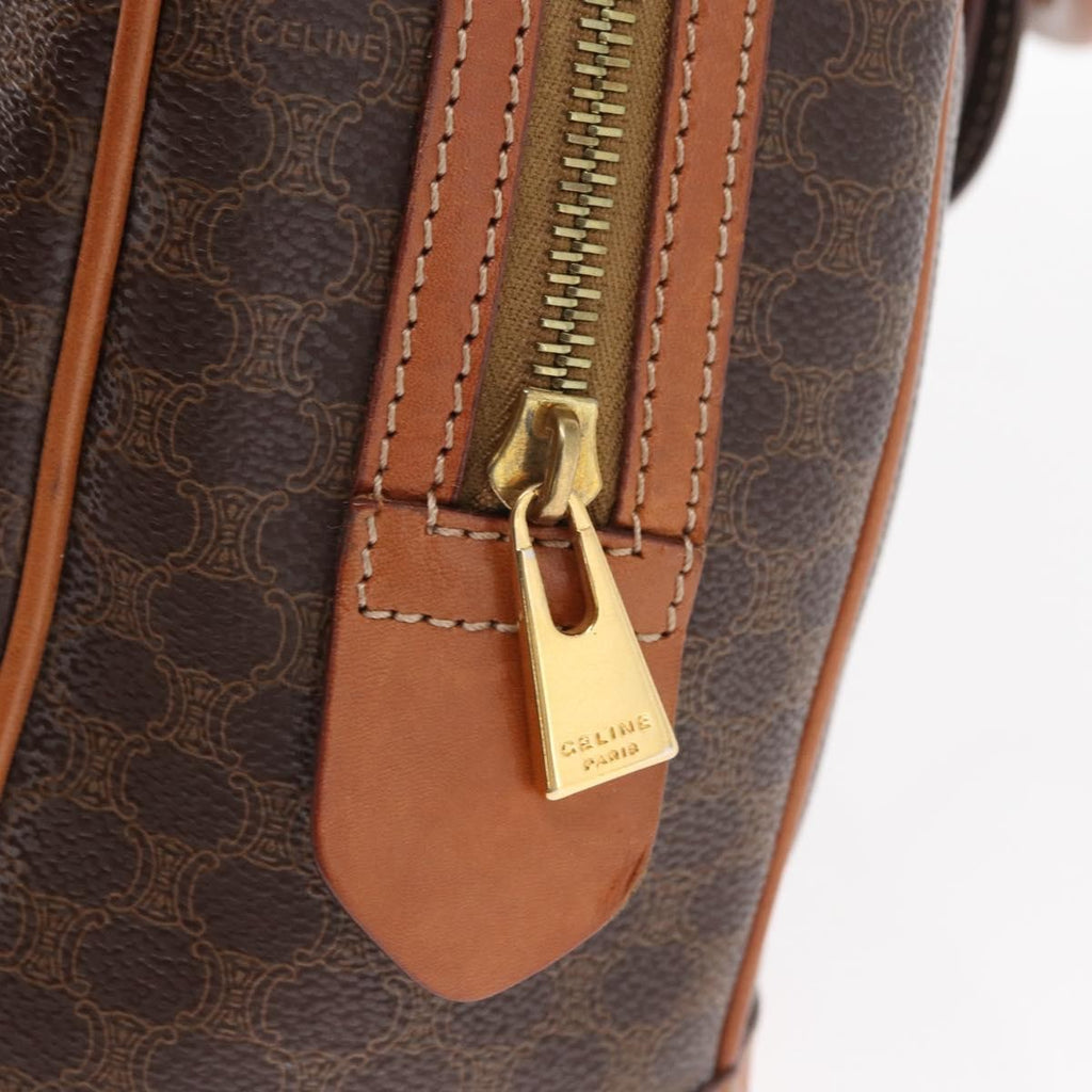 Celine Vintage Macadam Handbag Canvas And Leather Brown Canvas Handbag