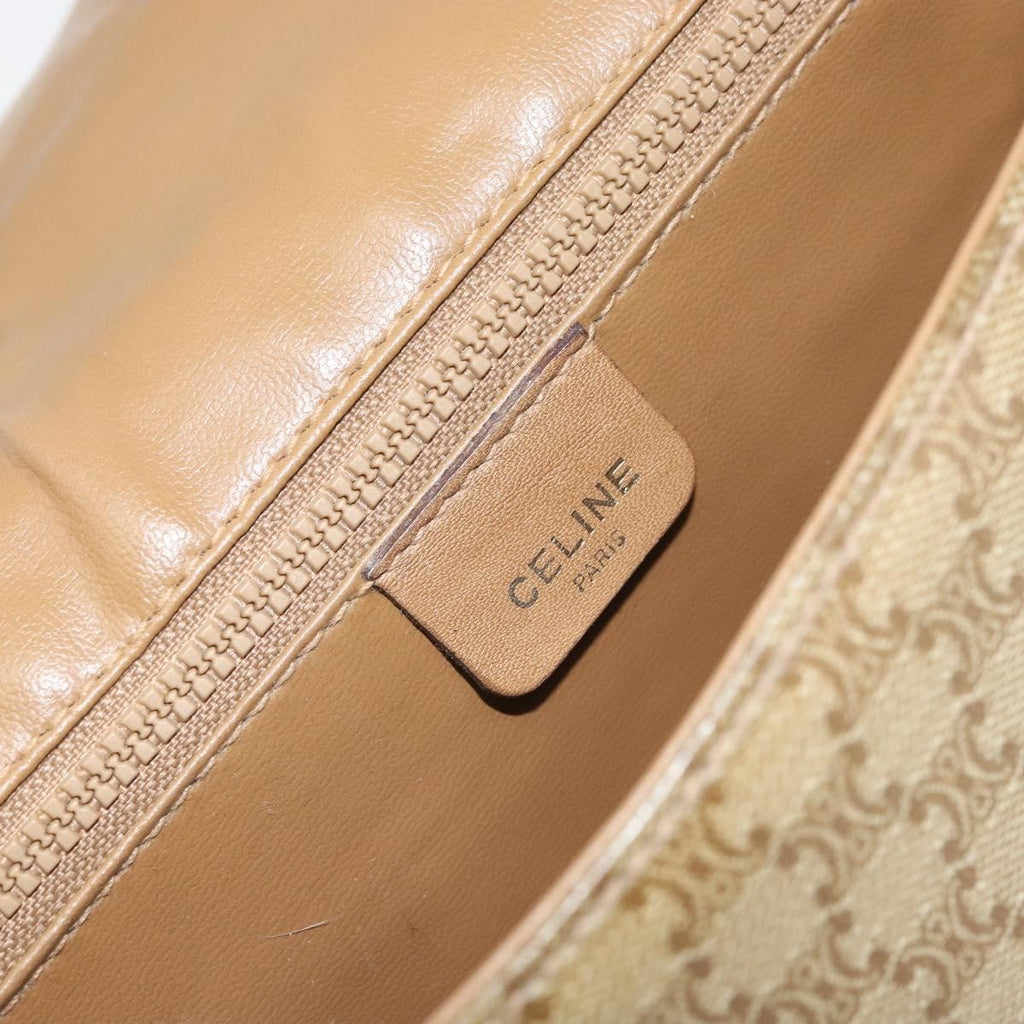 Celine Vintage Macadam Shoulder Bag Canvas Beige Canvas Shoulder Bag Bag