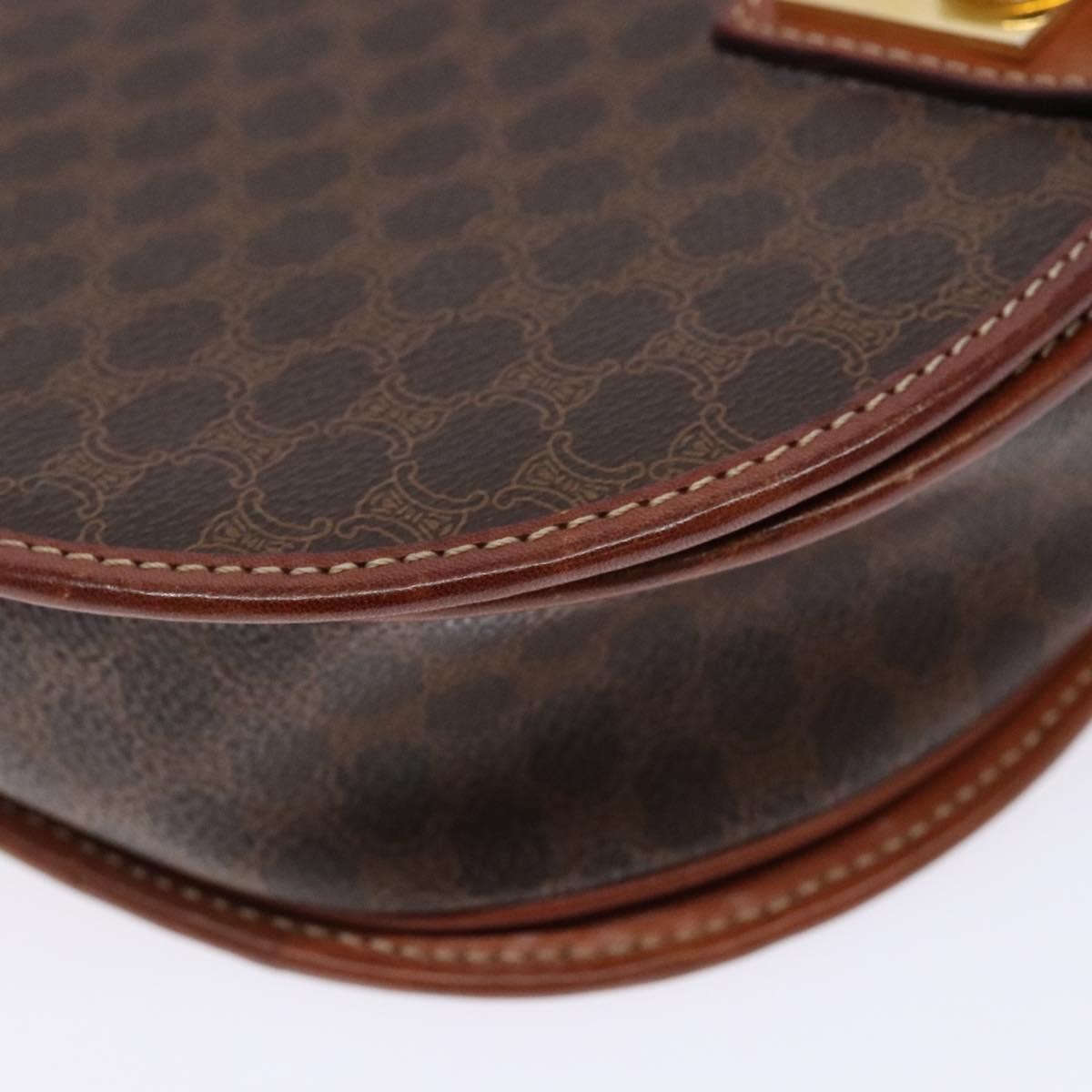 Celine Macadam Shoulder Bag Pvc Leather Brown Canvas Bag