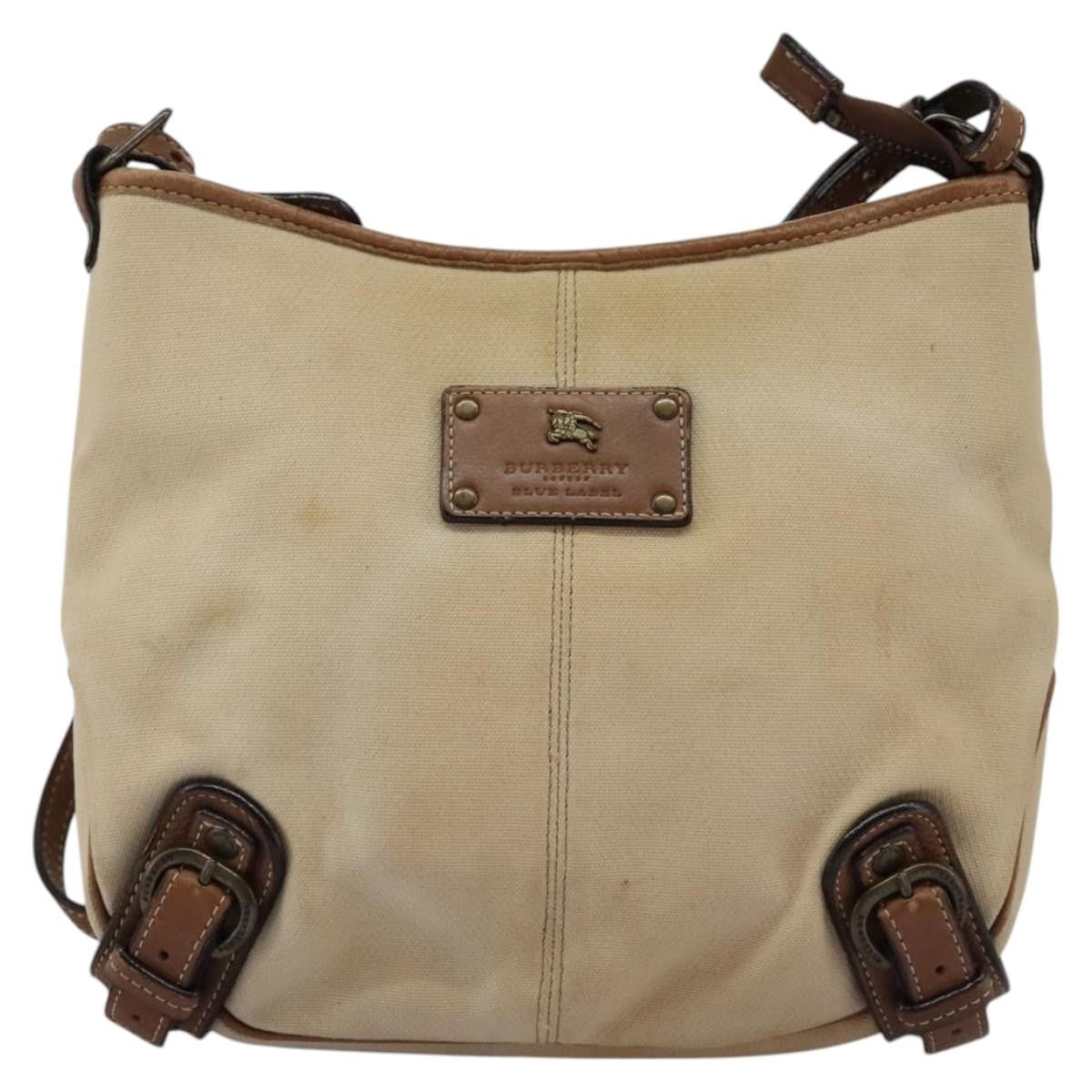 Burberry Blue Label Shoulder Bag Canvas Beige Canvas Shoulder Bag
