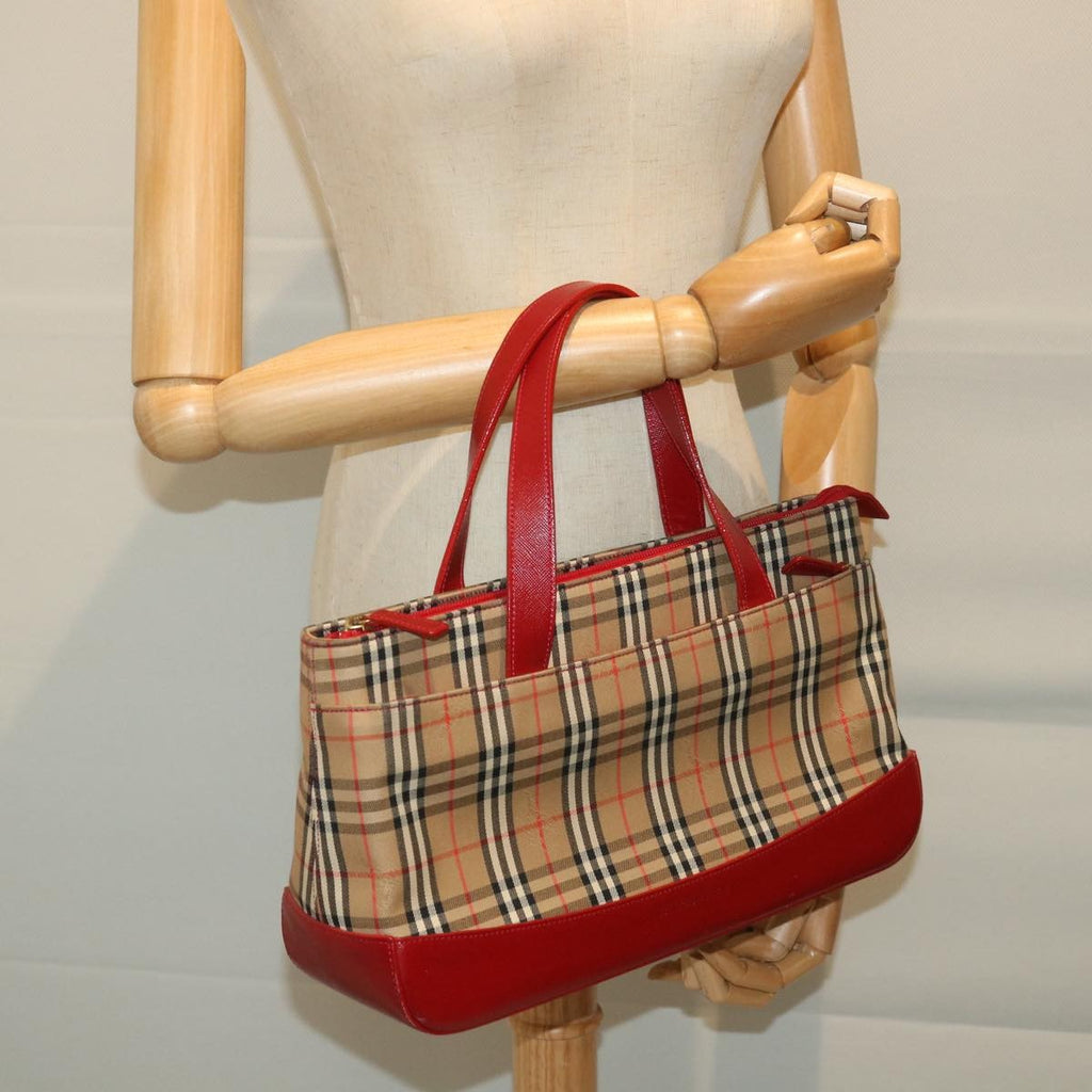 Burberry Nova Check Handbag Leather And Nylon Beige Nylon Handbag
