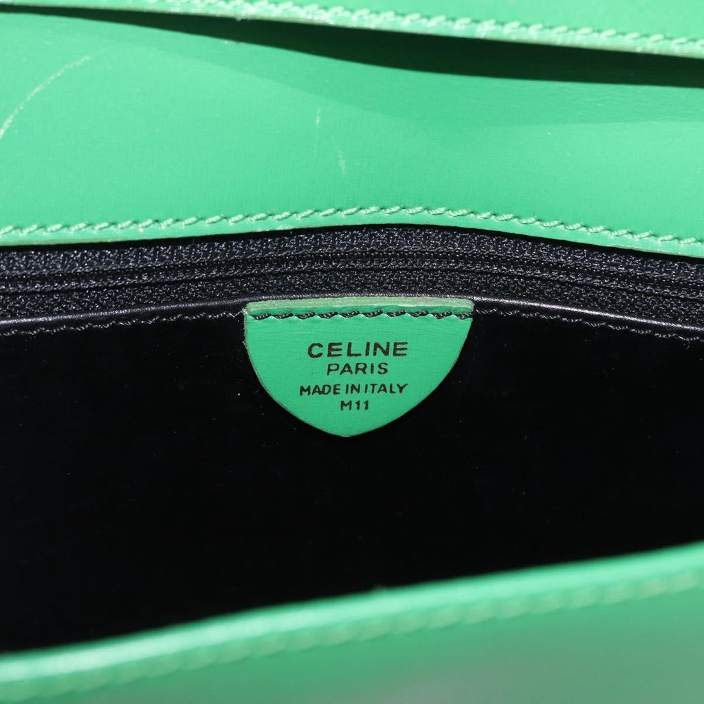 Celine Circle Logo Shoulder Bag Leather Green Leather Shoulder Bag Bag