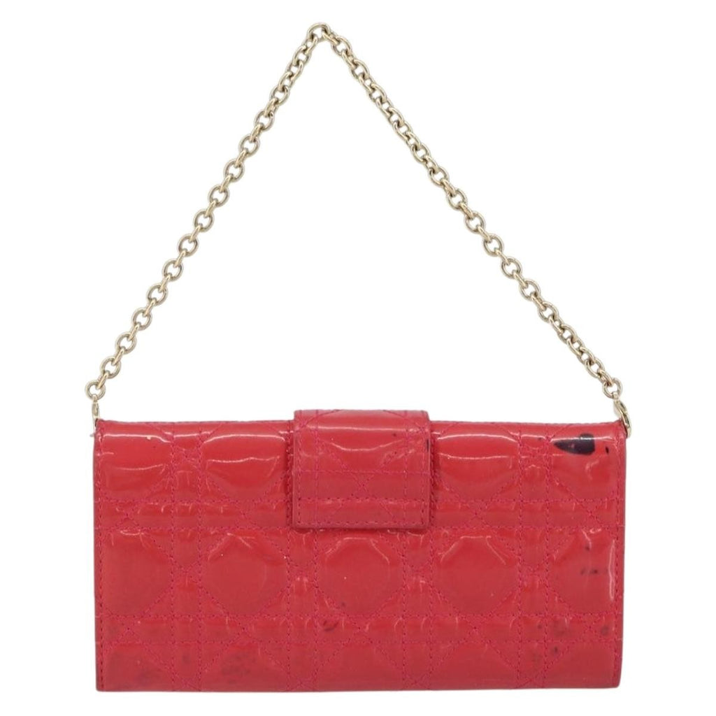 Christian Dior New Lock Pouch Cannage Quilt Patent Pink Patent_Leather Clutche & Pouche Bag (Pre-Owned)