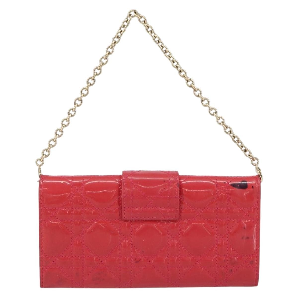 Christian Dior New Lock Pouch Cannage Quilt Patent Pink Patent_Leather Clutche & Pouche Bag (Pre-Owned)