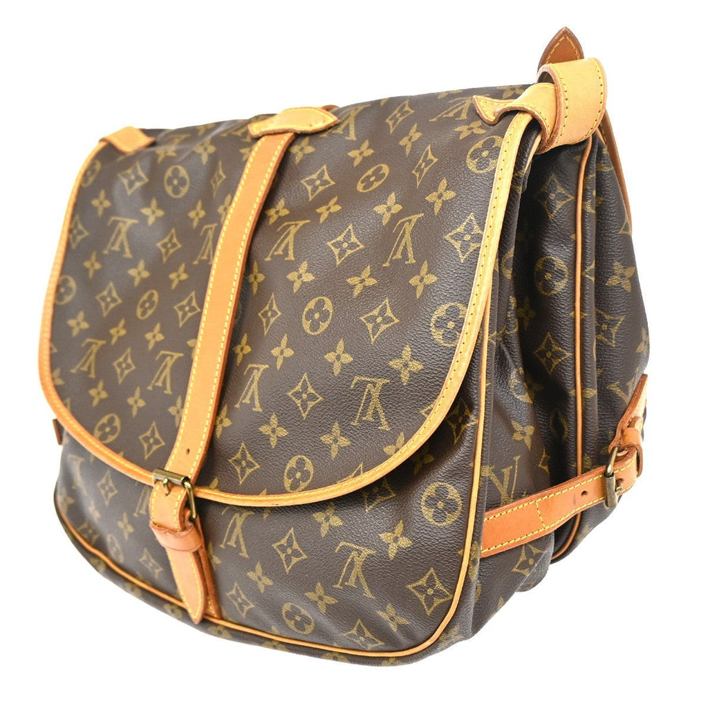 Louis Vuitton Saumur Handbag Monogram Canvas Brown Canvas Shoulder Bag