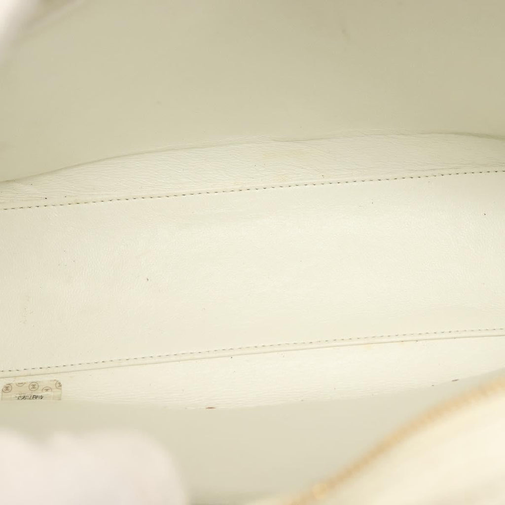 Chanel Cc Shoulder Bag Quilted Caviar White Leather Bag