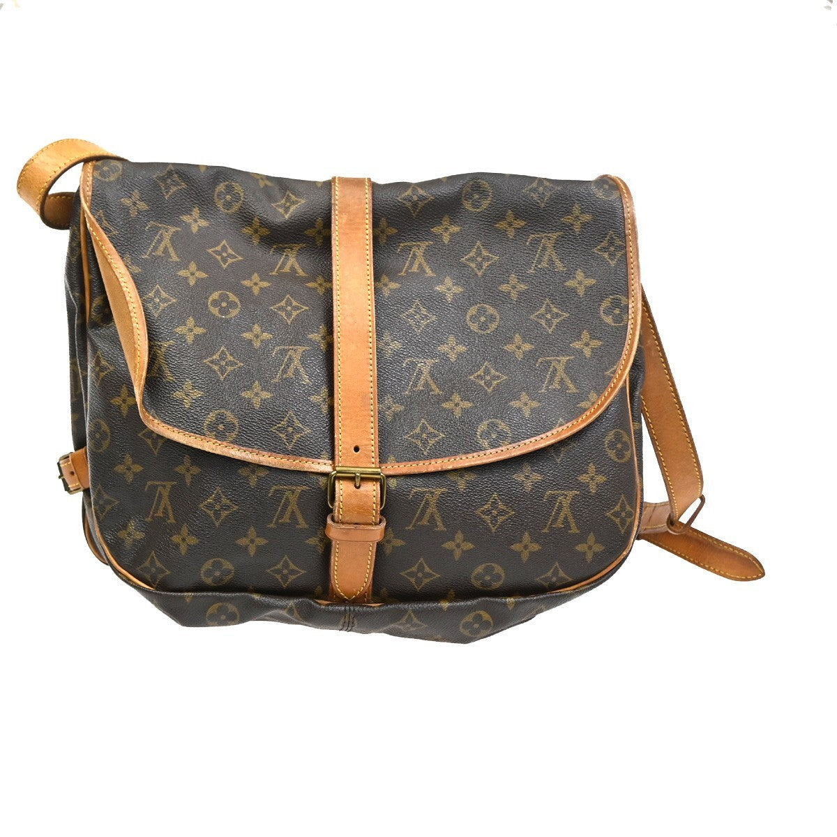 Louis Vuitton Saumur Handbag Monogram Canvas Brown Canvas Shoulder Bag