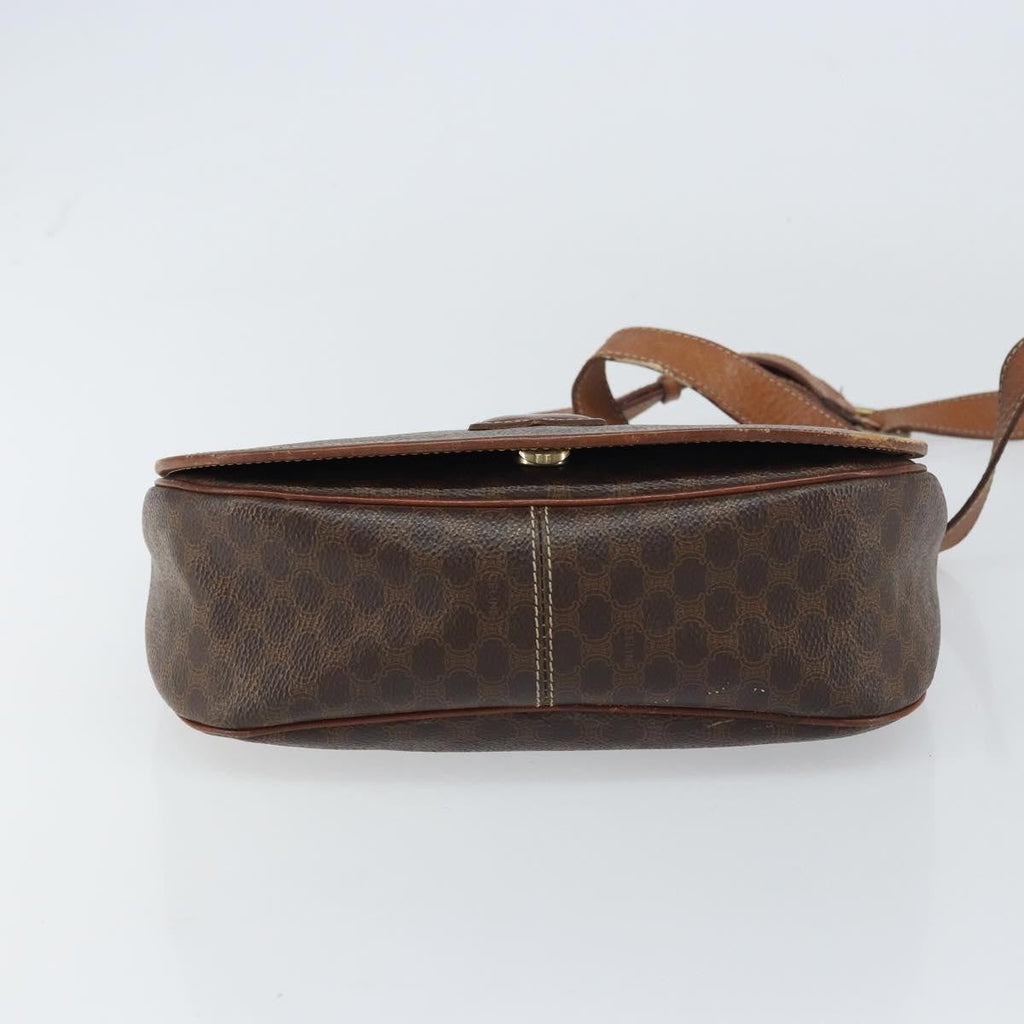 Celine Vintage Macadam Shoulder Bag Canvas And Leather Brown Canvas Shoulder Bag Bag