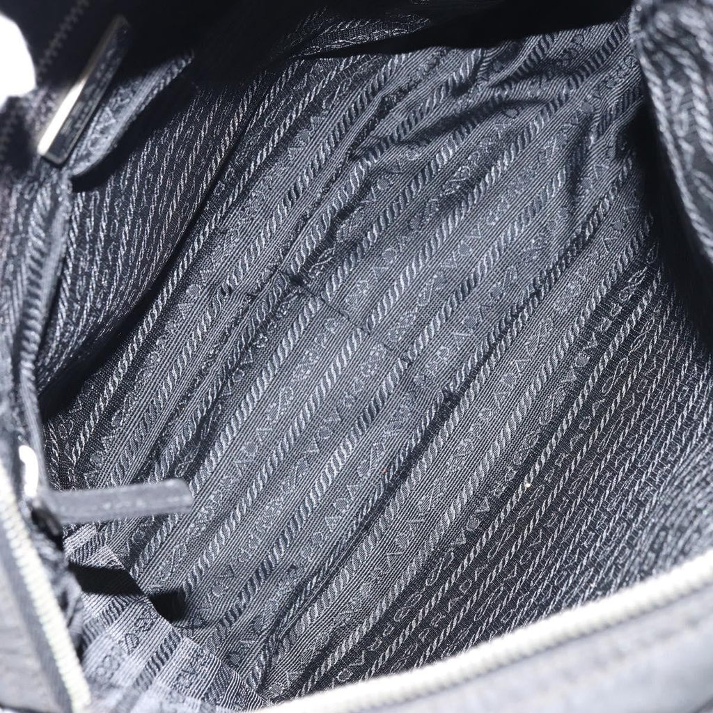Prada Front Pocket Zip Messenger Bag Tessuto With Saffiano Leather Black Nylon Shoulder Bag Bag