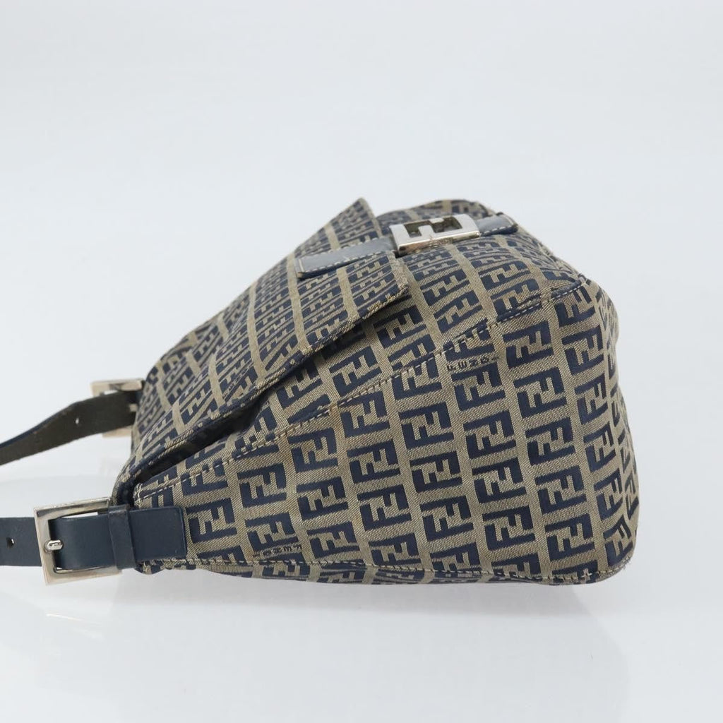 Fendi Mamma Baguette Zucchino Canvas Navy Canvas Shoulder Bag Bag