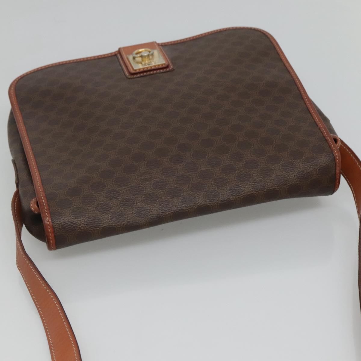 Celine Vintage Macadam Shoulder Bag Canvas And Leather Brown Canvas Shoulder Bag Bag