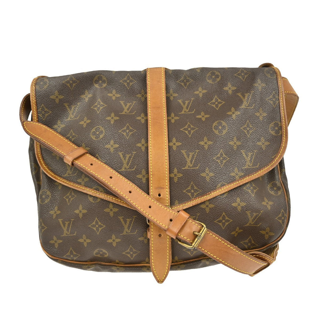 Louis Vuitton Saumur Handbag Monogram Canvas Brown Canvas Shoulder Bag