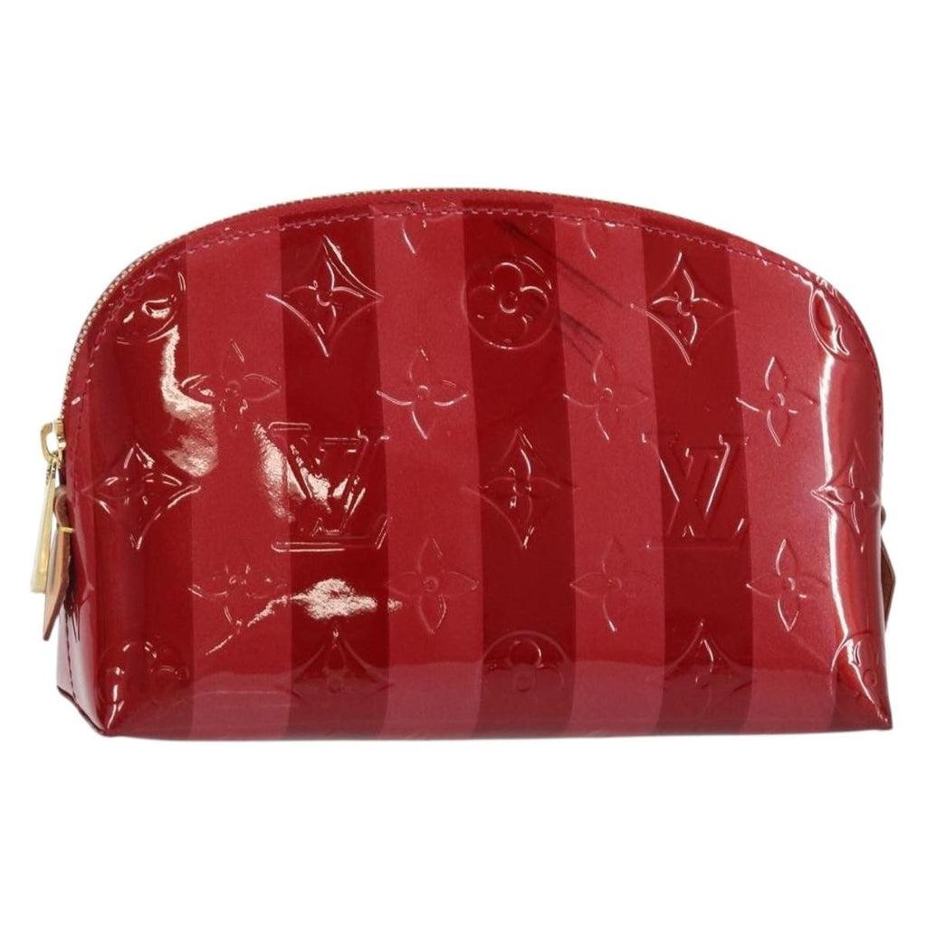 Louis Vuitton Cosmetic Pouch Limited Edition Monogram Vernis Rayures Red Patent_Leather Bag