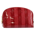 Louis Vuitton Cosmetic Pouch Limited Edition Monogram Vernis Rayures Red Patent_Leather Bag