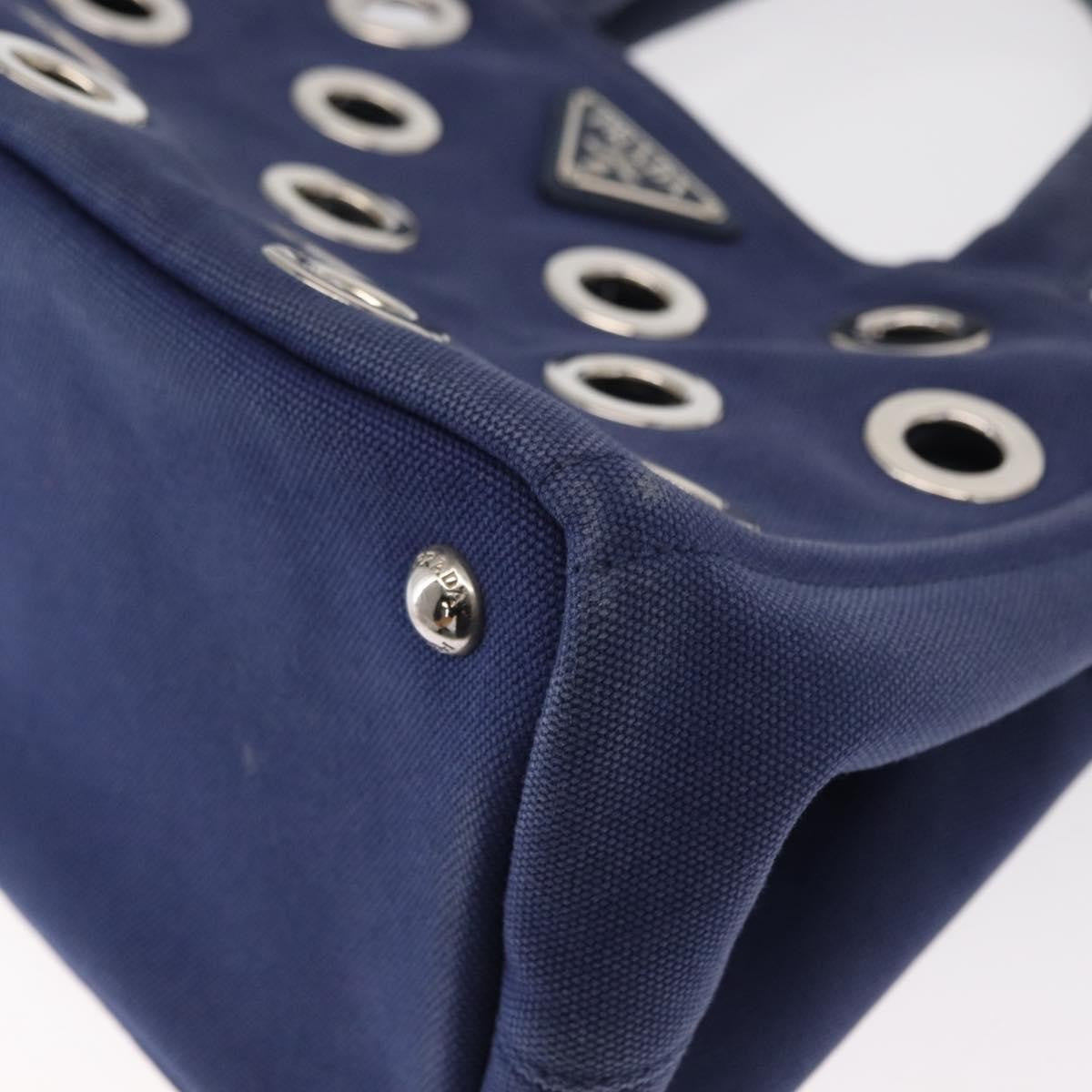 Prada Canapa Convertible Tote Grommet Embellished Canvas Blue Canvas Tote Bag Bag