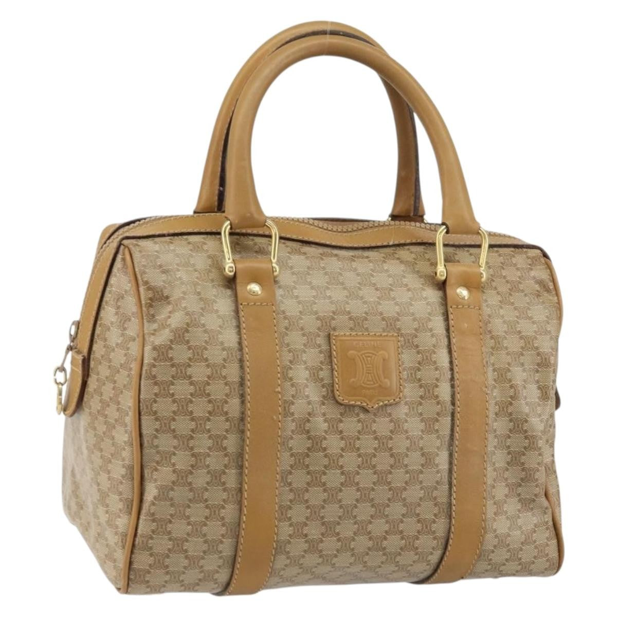 Celine Vintage Macadam Handbag Canvas And Leather Beige Canvas Handbag