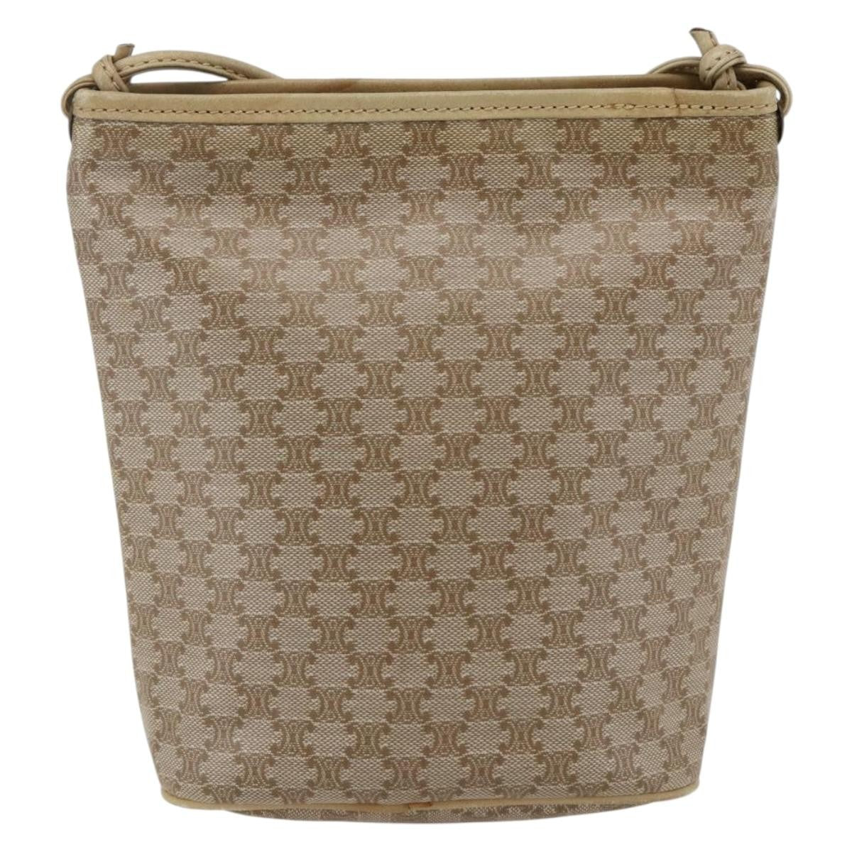 Celine Vintage Macadam Shoulder Bag Canvas Beige Canvas Shoulder Bag Bag