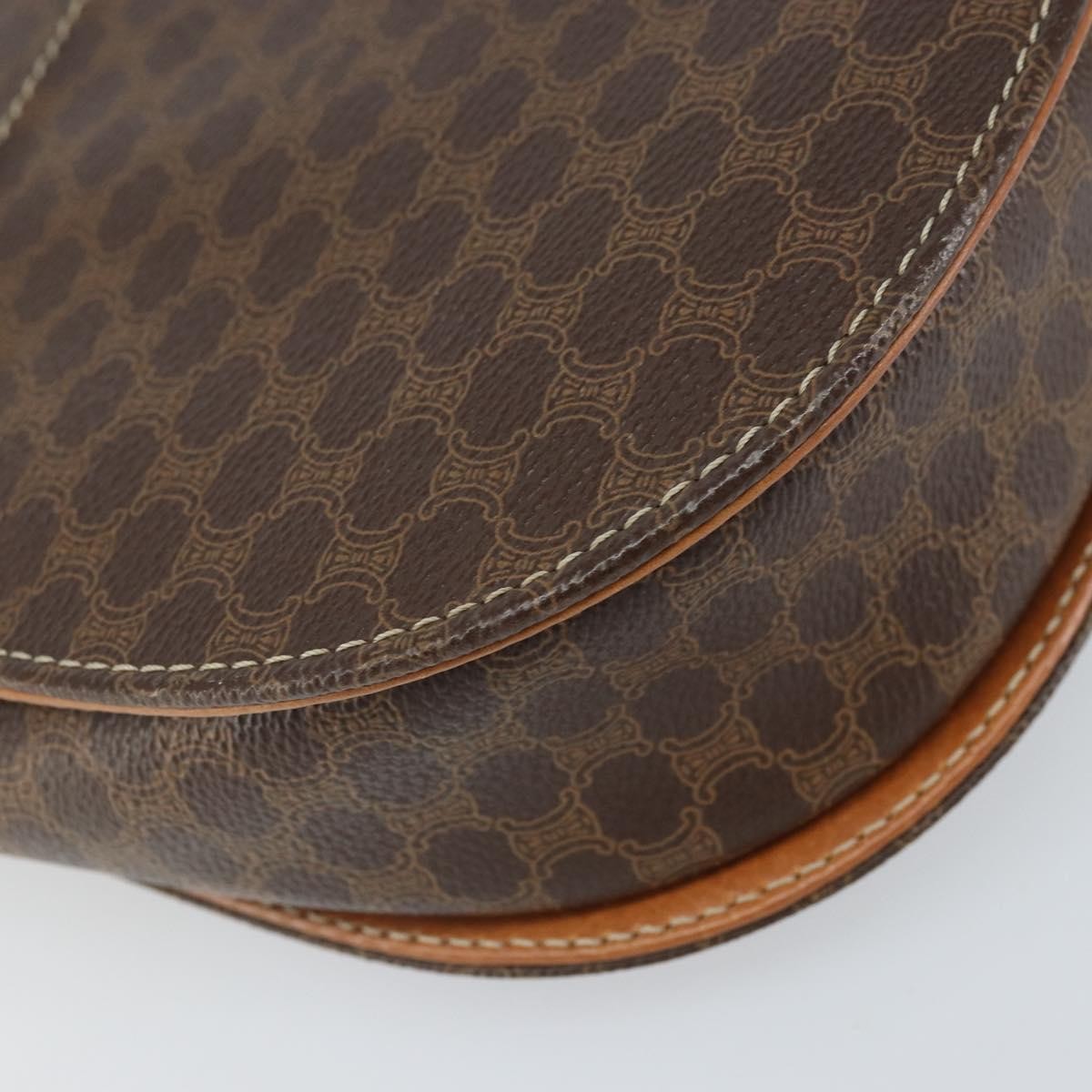 Celine Vintage Macadam Shoulder Bag Canvas And Leather Brown Canvas Shoulder Bag Bag