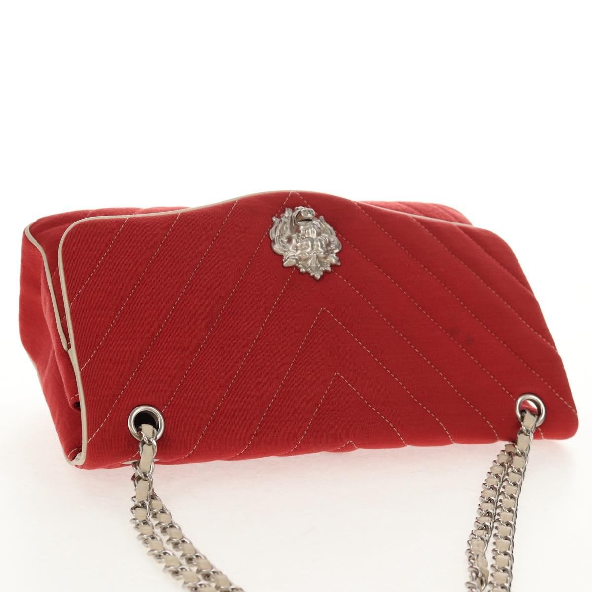 Chanel Leo Lion Flap Bag Chevron Jersey Red Cotton Shoulder Bag Bag